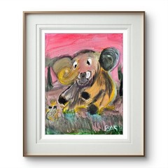 Scared Elephant Contemporary Expressionist Original Painting 11×14