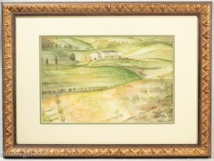 Stunning Impressionist Painting of Vineyard Estate Landscape Signed & Fine 1/2