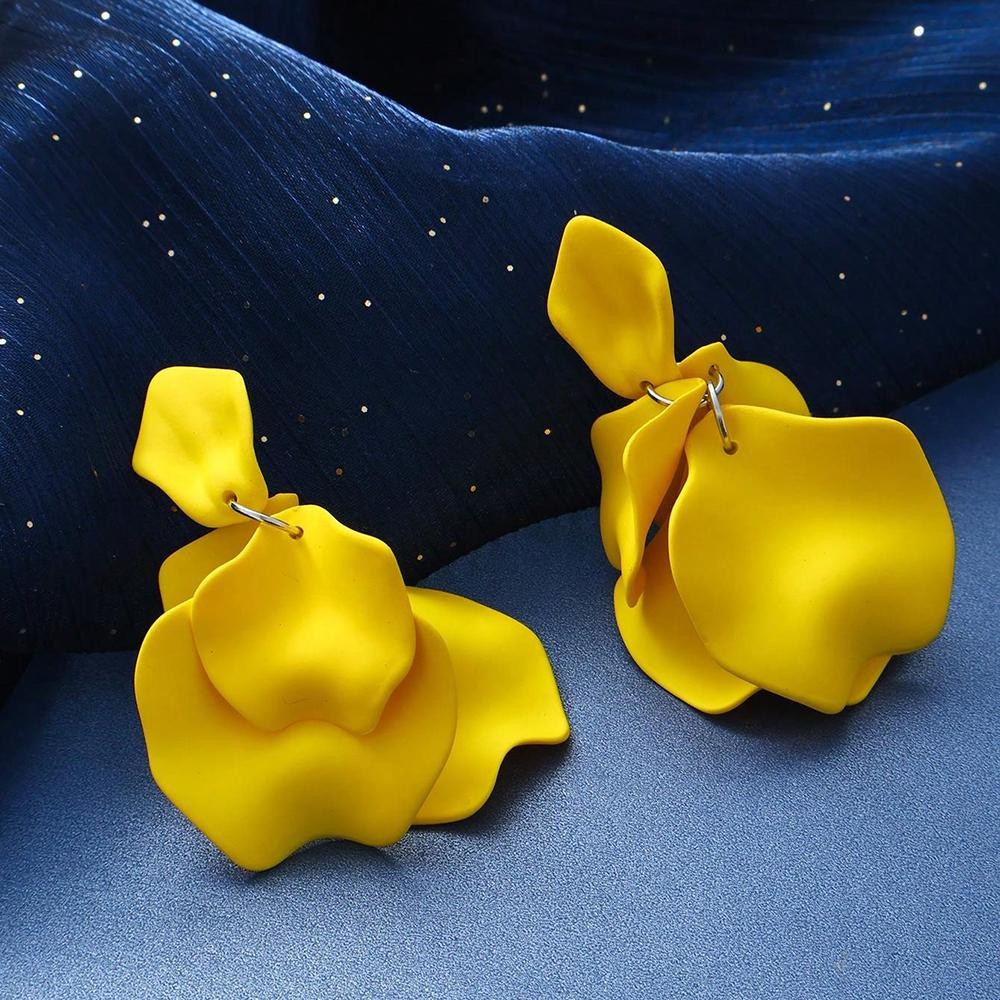 Acrylic Petal Flower Tassel Dangle Earrings Bohemian Colorful Drop Jewelry Gift