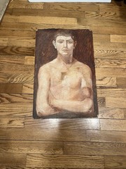 Antique Oil? Painting on Paper 1931 Brazilian Artist Edwiges Jacobusich- Man