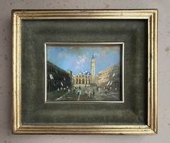 Antique Miniature Oil On Copper Painting Signed DEYER P. San Marco Venice Italy