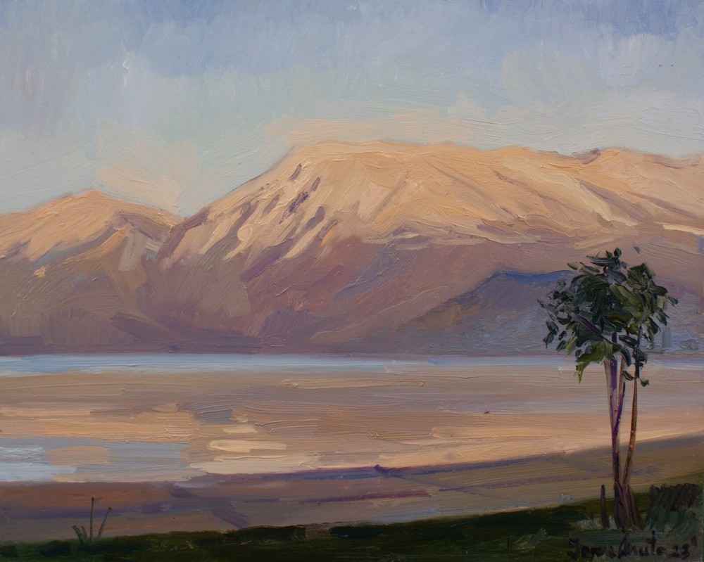 Sunset Landscape „Golden hour by the lake “ Oil on wood panel painting 40cmx50cm