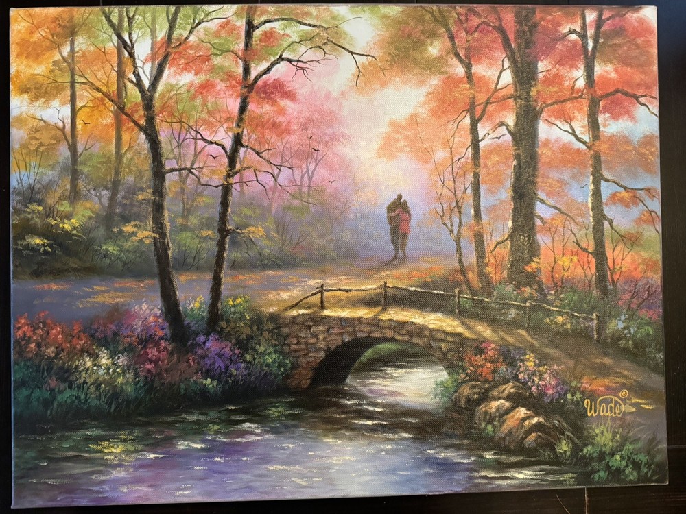 Vickie Wade Idaho Artist Oil Painting 2012 Autumn Whispers 24×18 Couple on Path