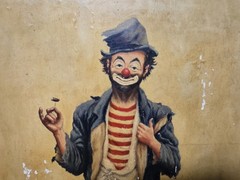 1955 Mike Mansor Folk Art Clown Painting „Man About Town“ Laingsburg MI *READ*