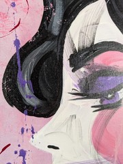 Pop Art Woman 12×16 Original Painting Side Profile Canvas Modern Abstract SWhite