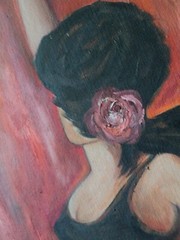 Original Oil Painting Young Latin Lady Dancer by INGRID in 1973 25×31″