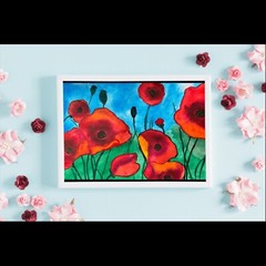 Red Poppy Flower Wall Art Original Watercolor Painting Small Floral Decor 5×8