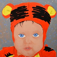 RAMOS Original Vintage Signed Winnie Pooh Tigger Costume Child Portrait Painting
