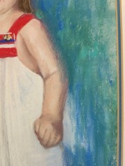Vintage Original Portait Painting Girl Barefoot Oversize Shoe 1991 Signed 11×15