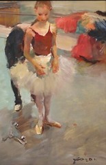 Hua Chen 1952- Chinese ORIGINAL Painting w/ Gallery COA „Before the Performance“