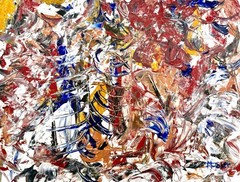 Original Abstract Acrylic Painting 9×12 Bold Red Blue Textured Modern Art OOAK