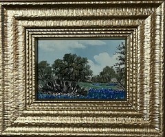 Oil Painting-Hill Country Landscape-Bluebonnets And Cactus-Very Detailed
