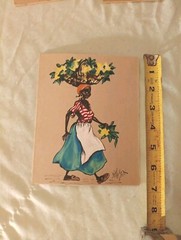 SALE Alice Scott Early Gullah Flower Vendor Gouache 5 3/8″×6 3/4″vibrant GC!