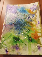 Original Abstract Art New Unique Framed/Unframed 5″ x 7″ Line Colours Glitter