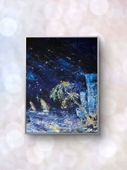 Original Art 16x 12 Seascape Cliffs Modern Textured Coastal Painted Canvas