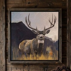 Original Mule Deer Painting 18×18 Canvas, Wildlife Art Hand Painted, Signed