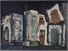 Acrylic On Cardboard By JORGE LUCAS cuban art 48×64 Cm T: Derrumbe
