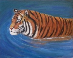 Tiger Original Painting 8×10 Big Cat Wildlife Animal Modern Wall Art