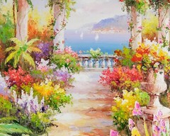 Framed OriginalOil on Canvas, Stunning Mediterranean, Signed Landscape, Wall Art