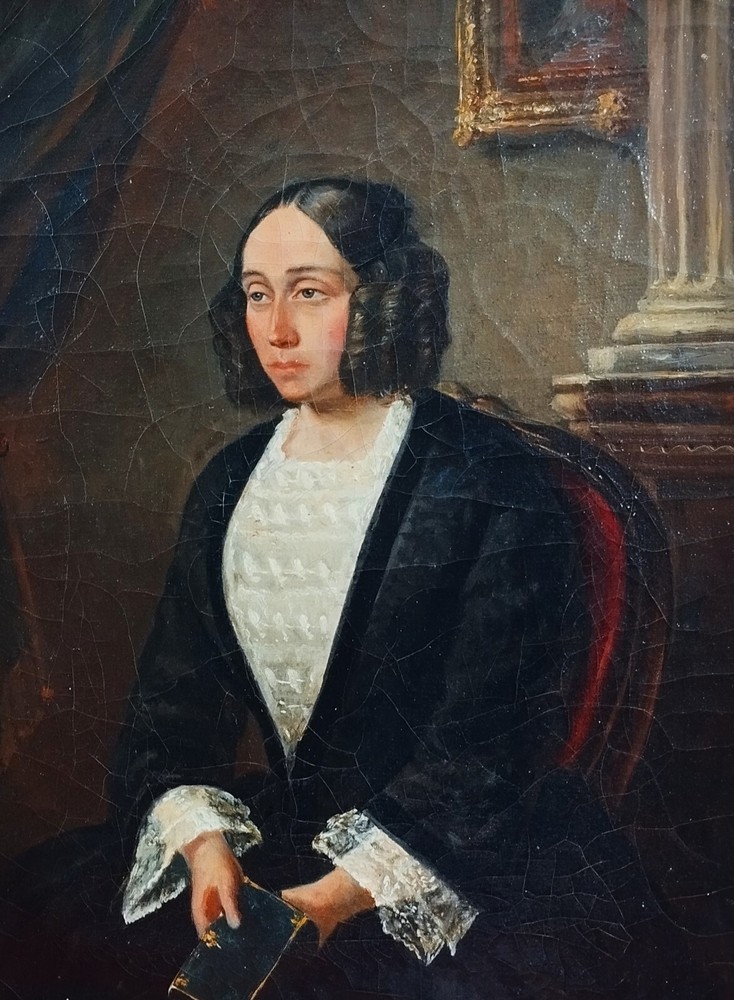 PORTRAIT OF YOUNG LADY. OIL ON CANVAS. ANONYMOUS. ENGLAND. XIX CENTURY