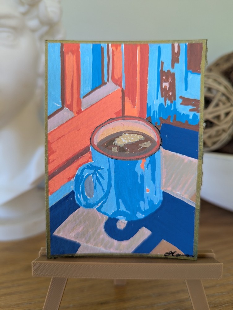ACEO ATC original hand painted art card, acrylic on sealed 300g cotton paper