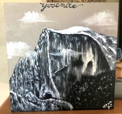Yosemite Half Dome Original Acrylic Painting New 8×8″ Decor For Travelers/RV