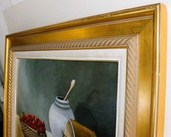 DILYA SCHAUER OIL PAINTING ON WOOD SIGNED STILL LIFE BODEGON COLOMBIAN ARTIST