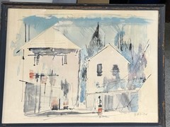 Original Alfred Birdsey MCM Watercolor C1970s As Is
