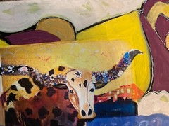 „Longhorn Land! Original mixed media painting- 16 by 20 inches
