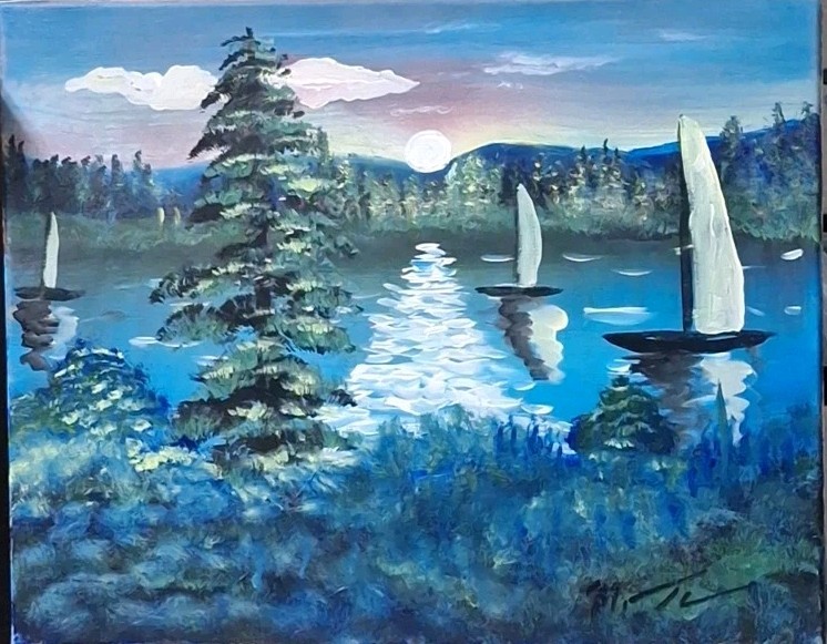Moonlight Bay, Acrylic Painting – 16×20 Hand Painted Artwork on Canvas