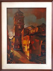 Antonio Belli Sunset in an Old Italian Village/Landscape/Original Oil Painting