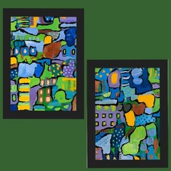 Frames included 2 original painting boards 10.75X13.25 each abstract wall art.