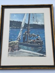 MAURICE SILBER PAINTING AMERICAN REGIONALISM BLACK AMERICANA FISHERMAN LISTED