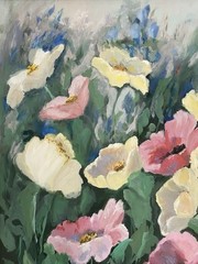 F.T. Vintage Still Life Impressionist Garden Spring Poppies Wild Flower Painting