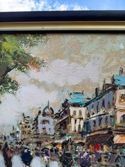 Vintage Paris Street Scene Oil Painting Manetti Signed Mid Century Parisian Art