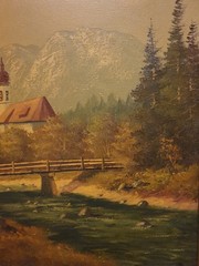 Original Oil Painting Landscape Village Church Signed 49x59cm Oil On Canvas Picture