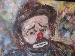 Wonderful Vintage Clown Oil Painting Emmett Kelly? on Canvas Impasto