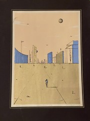 Kenneth Stancin Surrealist Modern Urban Architectus with Signed 1974