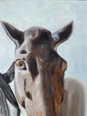 Oil Painting Original Canvas Animals Horses Nature Realistic Farm Impressionism
