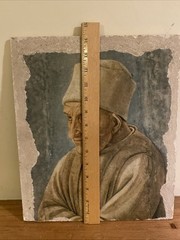 Vintage Fresco Art Repro Painting Filippo Lippi Old Man Portrait Firenze Italy