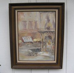 1960s JACKSON SQUARE NEW ORLEANS Painting BERNETTA STUTZMAN (Oregon/NW Artist)