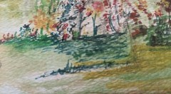 Framed Matted Signed Original Landscape Watercolor Painting 14″ x 11″