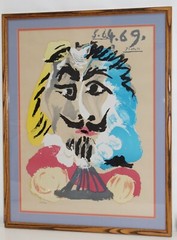 Pablo Picasso Musketeer Signed VTG Lithograph Numbered Art Framed Matted Train