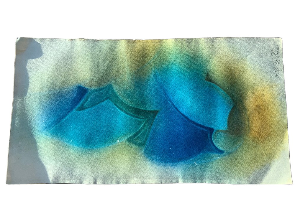 Watercolor Painting Abstract Finnland Signed Abstract Scandinavia Art 25.5@14