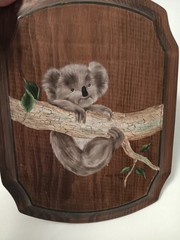Vintage 1980 Koala Painting On Wood 12×9