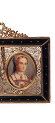 Antique Victorian Era Double Miniature Lady Portrait Framed & Signed.