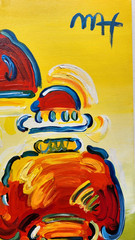 PETEX MAX 28×20 in. Painting on canvas (Umbrella man) signed & stamped. Pop art