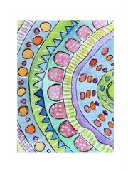 Aceo Painting By Kenna Abstract Watercolour And Ink 2.5” X 3.5” Signed Original
