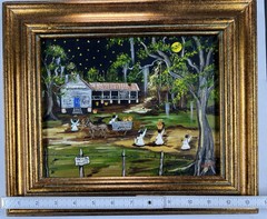 Mary Barwick Primitive Painting Alabama Angels Packing Tomatoes 11×14” Folk Art