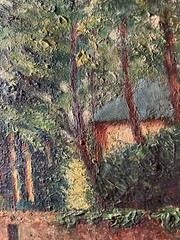 French School Early 20th Century View of a French Village Signed at Bottom Left